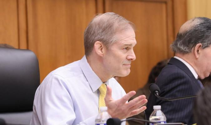 Rep. Jim Jordan speaking in a hearing room 